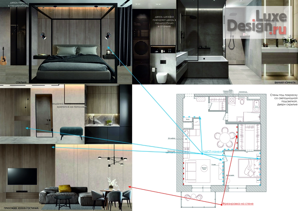 Дизайн интерьера двухкомнатной квартиры "Квартира для пары" (фото 1)