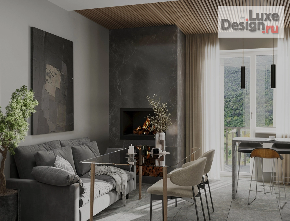 Дизайн интерьера квартиры студии "50 оттенков серого" (фото 1)