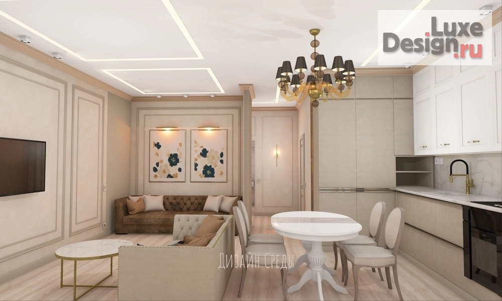 Дизайн интерьера трехкомнатной квартиры "Квартира с элементами классики" (фото 2)