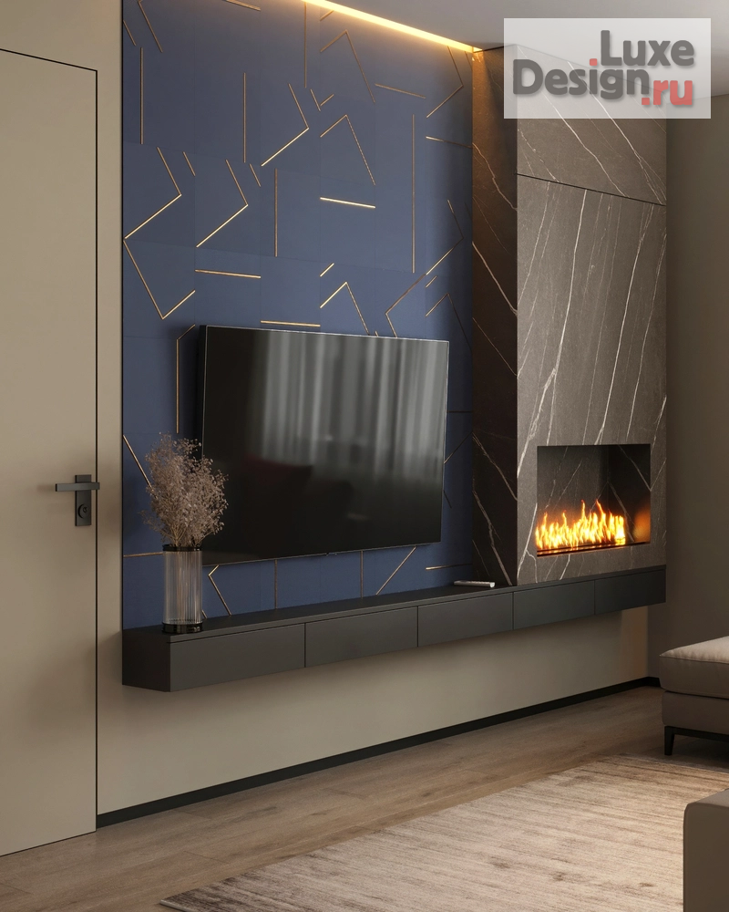 Дизайн интерьера двухкомнатной квартиры "Дизайн квартиры с синим акцентом" (фото 28)