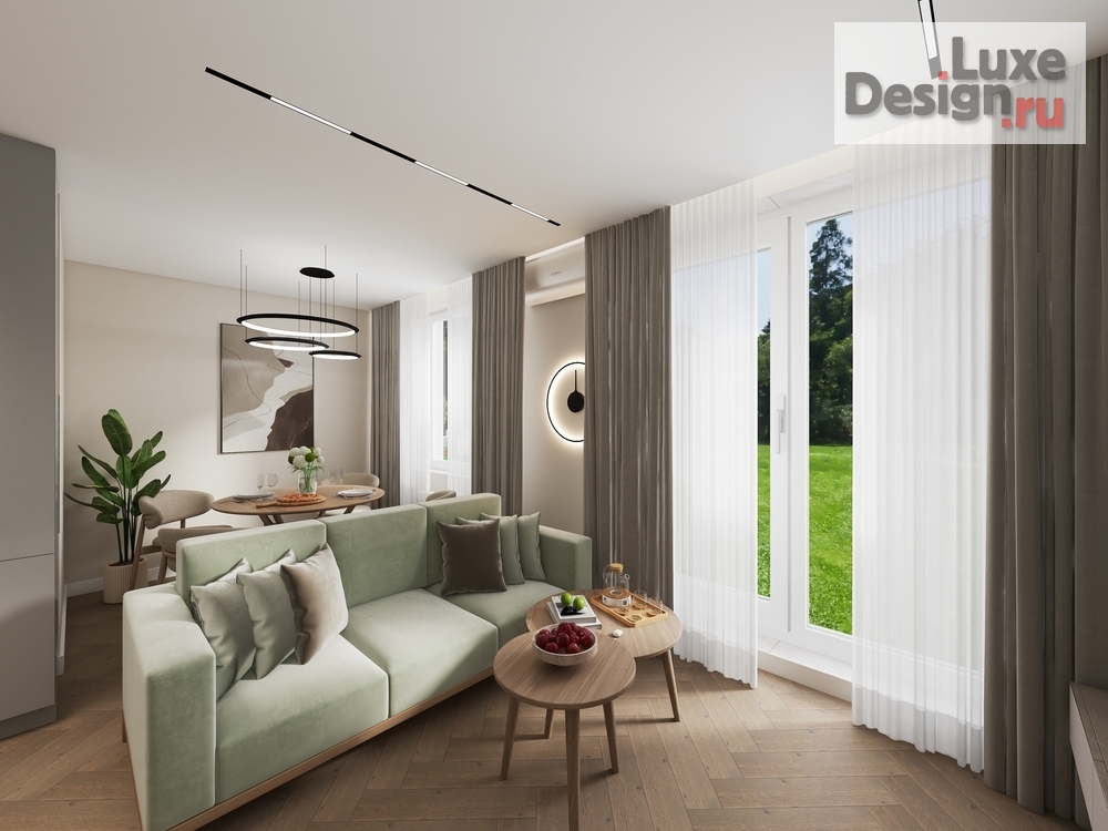 Дизайн интерьера двухкомнатной квартиры "ЖК Зимний Сад (Казань)" (фото 1)