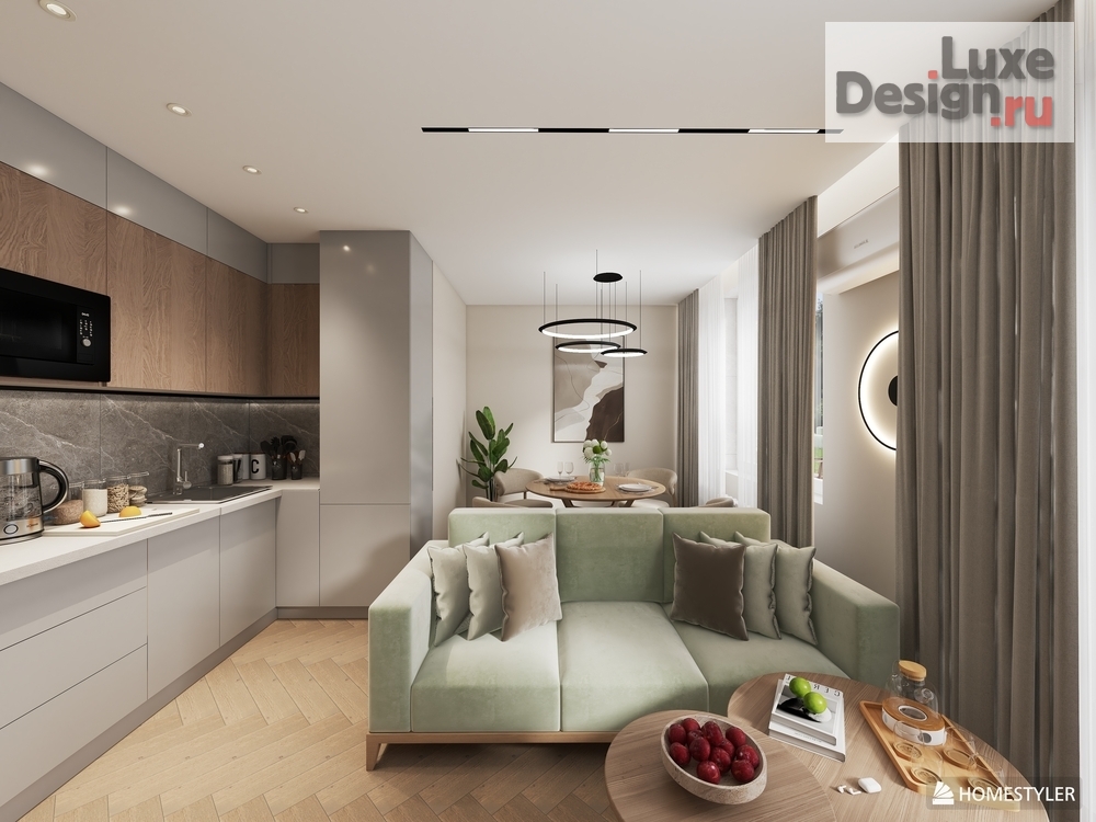 Дизайн интерьера двухкомнатной квартиры "ЖК Зимний Сад (Казань)" (фото 2)