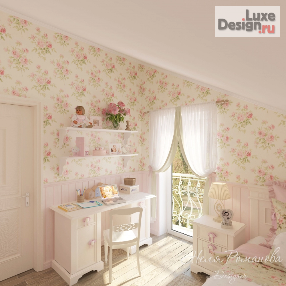 Дизайн интерьера коттеджа "Дизайн-проект комнаты в загородном доме для маленькой девочки " (фото 2)