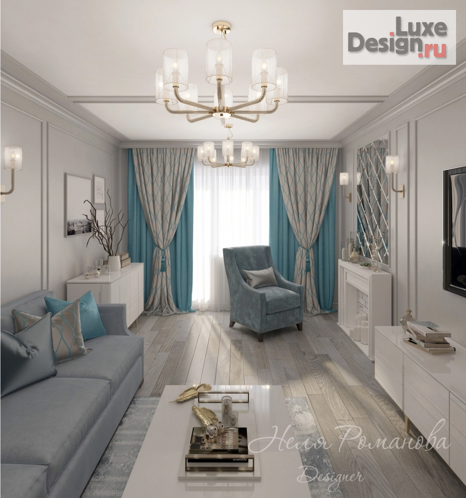 Дизайн интерьера трехкомнатной квартиры "Гостиная" (фото 2)