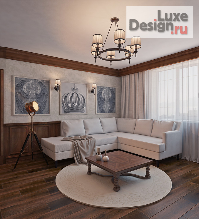 Дизайн интерьера гостиной "Интерьер  гостиной-столовой  в английском стиле." (фото 2)