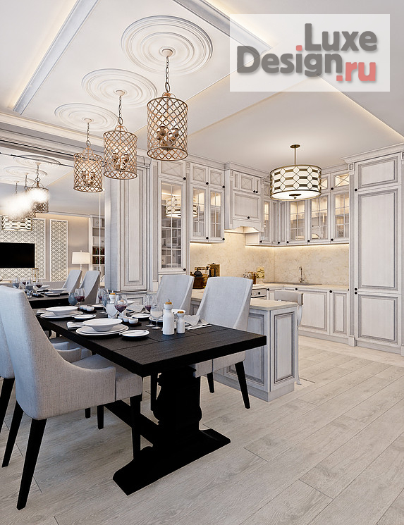 Дизайн интерьера кухни "Интерьер  кухни-гостиной  в классическом  стиле." (фото 2)