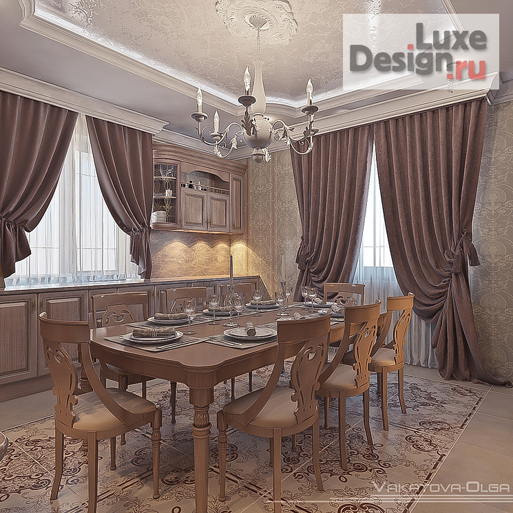 Дизайн интерьера столовой "Интерьер кухни  в классическом стиле." (фото 1)