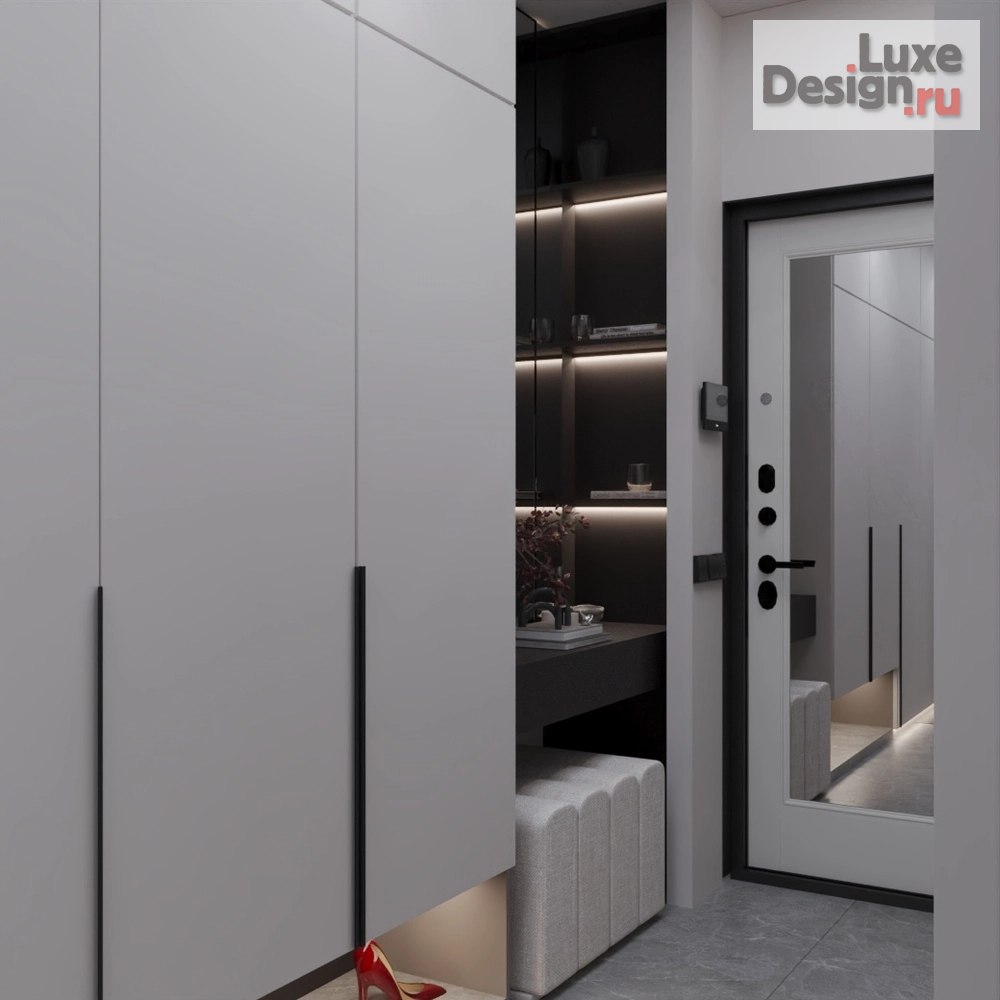 Дизайн интерьера комнаты "Дизайн интерьера коридора комнаты "Дизайн интерьера 3-х комнатной квартиры "ЖК Светлая Долина, г. Казань""" (фото 3)