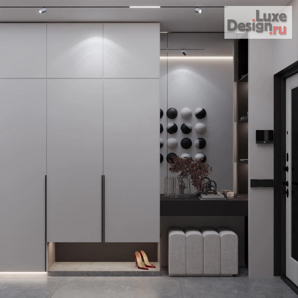 Дизайн интерьера комнаты "Дизайн интерьера коридора комнаты "Дизайн интерьера 3-х комнатной квартиры "ЖК Светлая Долина, г. Казань""" (фото 2)