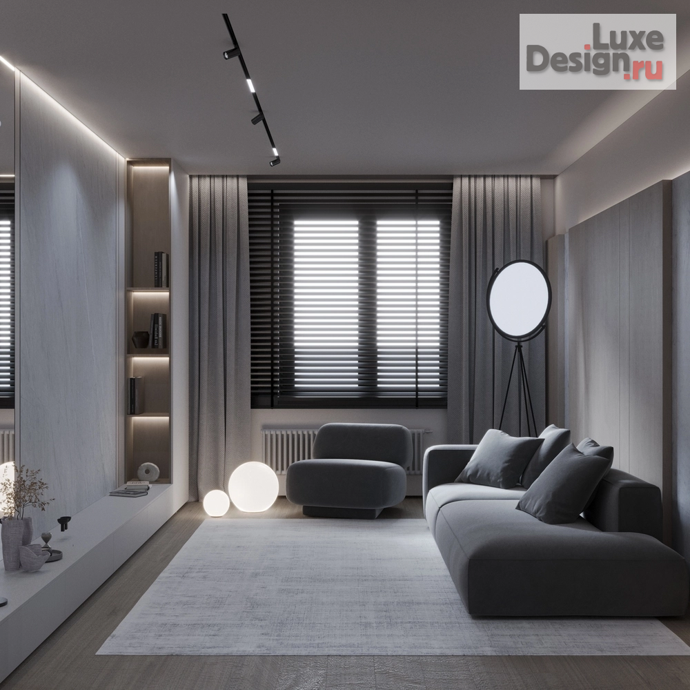 Дизайн интерьера комнаты "Дизайн интерьера гостиной в 3-х комнатной квартиры "ЖК Светлая Долина, г. Казань"" (фото 1)