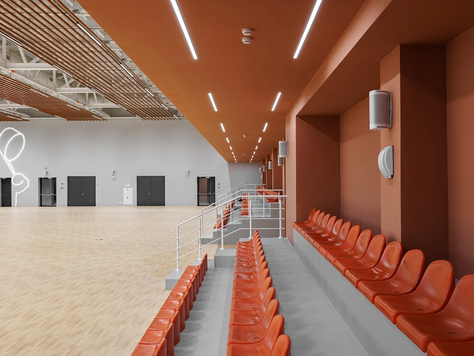 Дизайн интерьера в Казани "ЯРКИЙ ТЕРРАКОТ. ШКОЛА ФЕХТОВАНИЯ КАЗАНЬ"